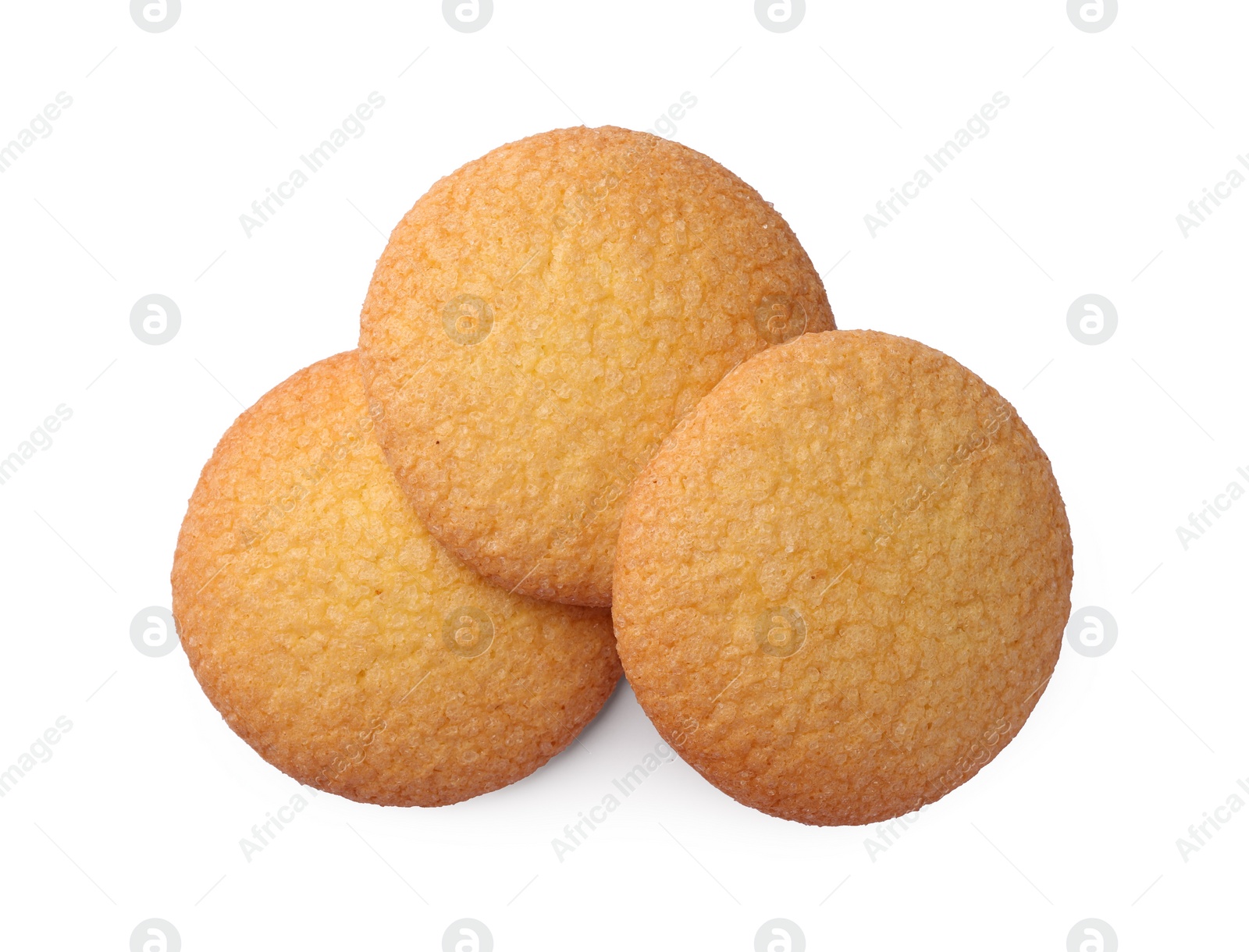 Photo of Tasty Danish butter cookies isolated on white, top view