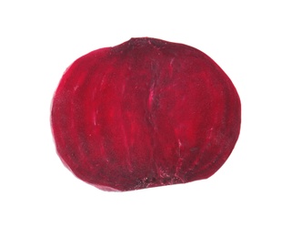 Photo of Slice of ripe beet on white background