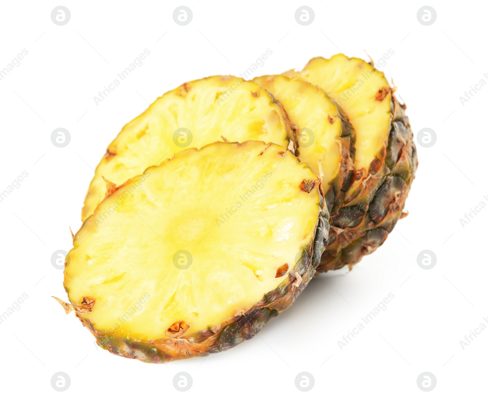 Photo of Slices of fresh pineapple isolated on white