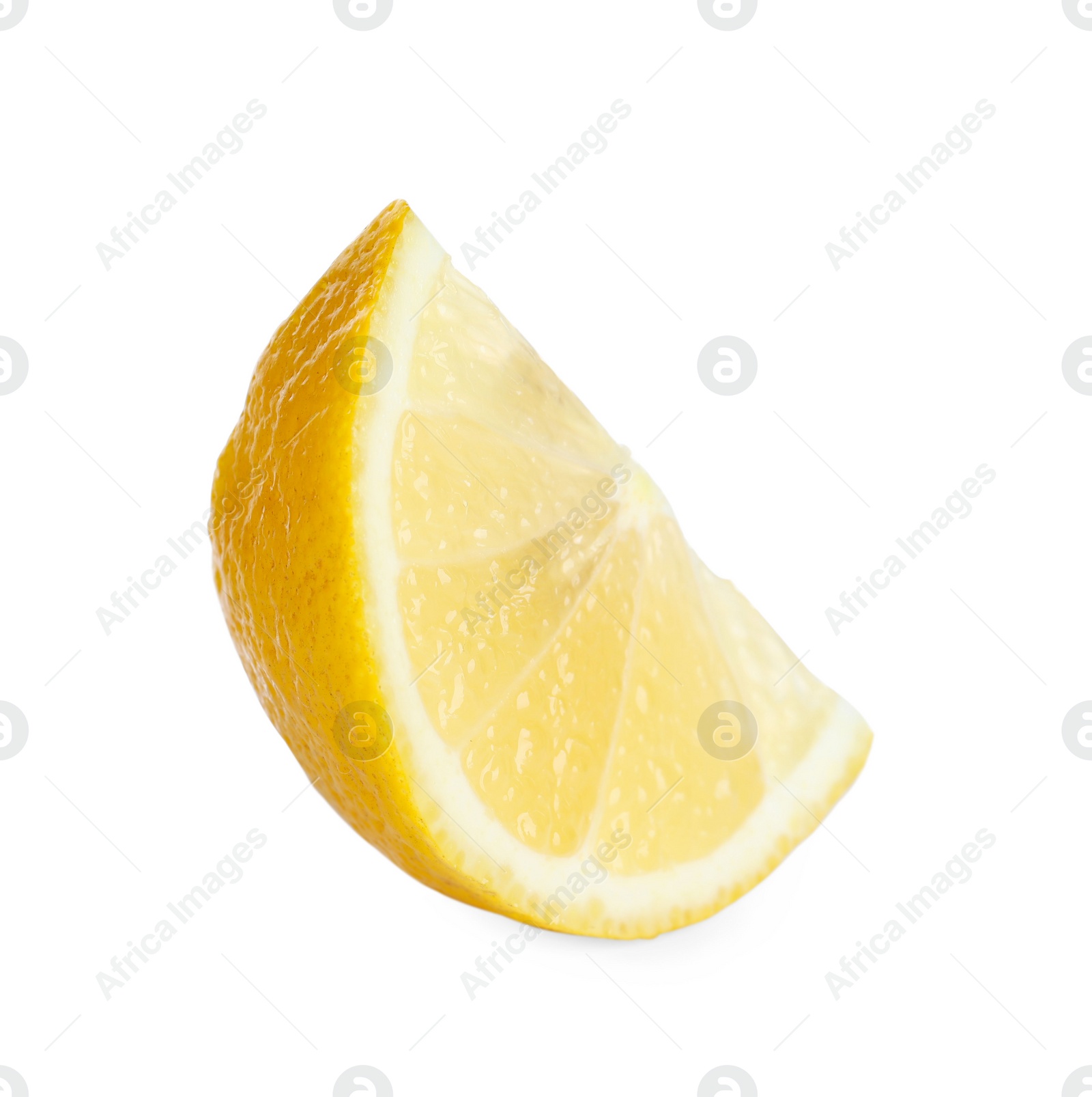 Photo of Slice of fresh lemon isolated on white