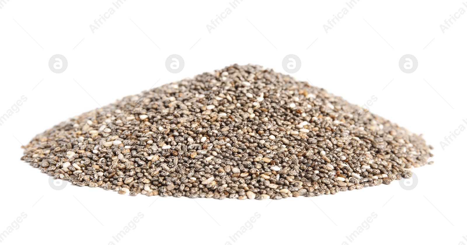 Photo of Pile of chia seeds isolated on white