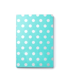 Photo of Colorful notebook on white background. School stationery