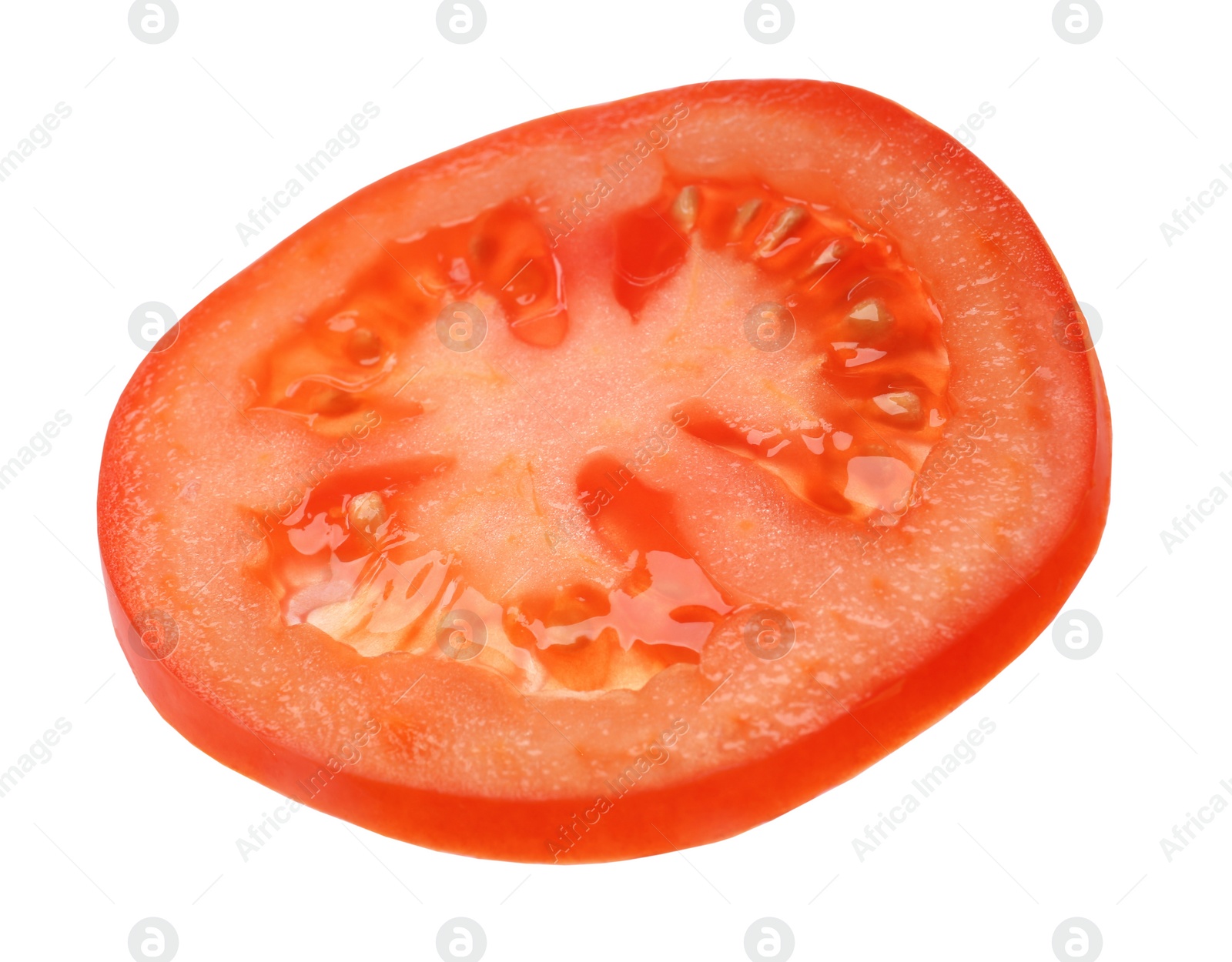 Photo of Slice of tomato isolated on white. Burger ingredient