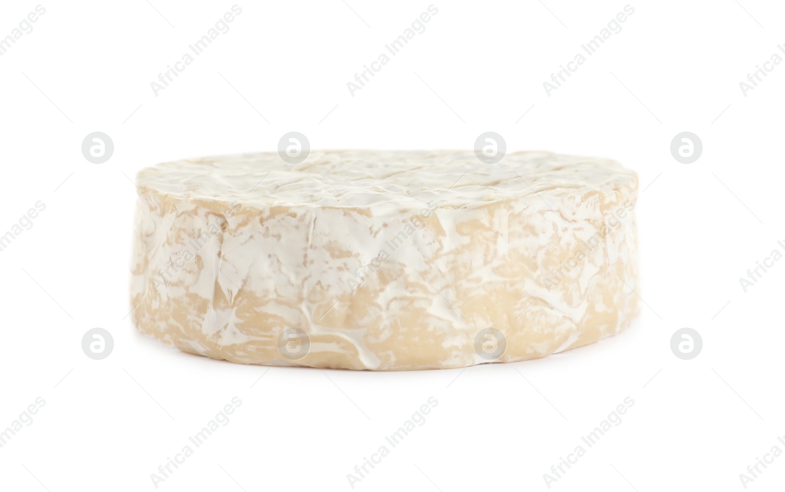 Photo of Head of tasty camembert cheese isolated on white