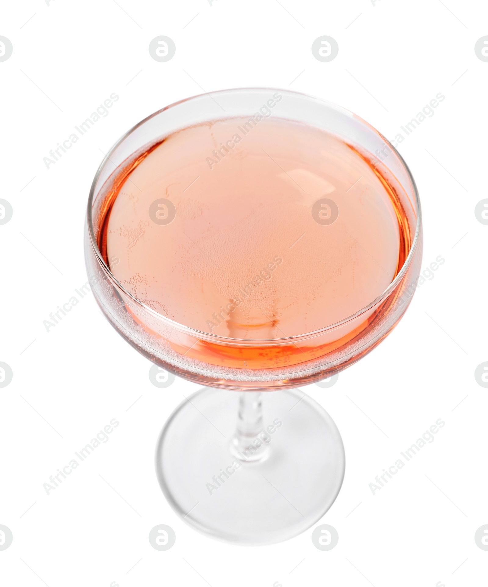 Photo of Glass of rose champagne isolated on white