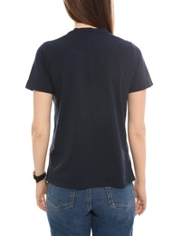 Photo of Young woman in t-shirt on white background, closeup. Mock up for design