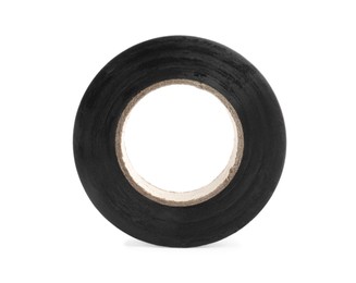 Photo of Reel of black insulating tape isolated on white