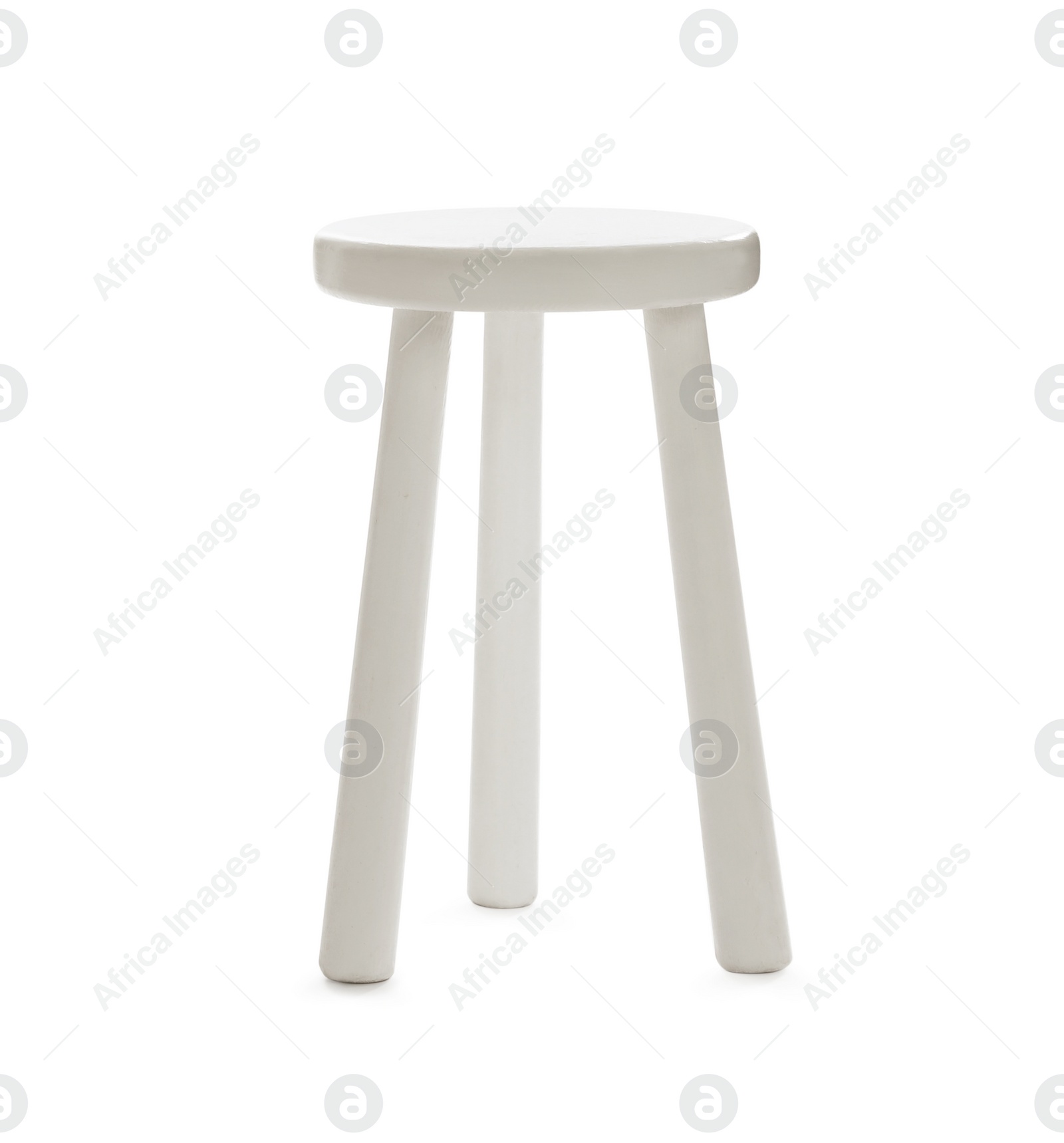 Photo of Stylish wooden stool isolated on white. Interior element