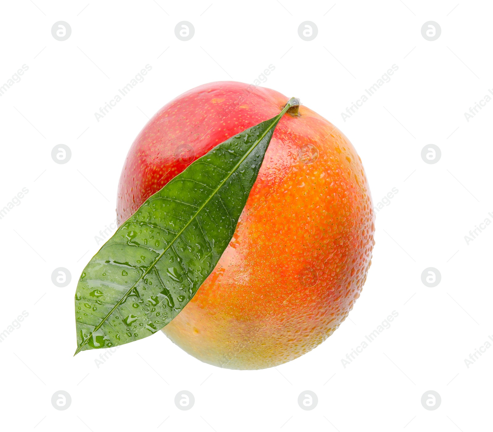 Photo of Delicious ripe mango on white background. Tropical fruit