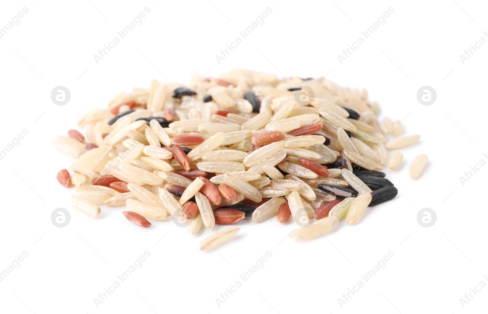 Photo of Different sorts of brown rice isolated on white