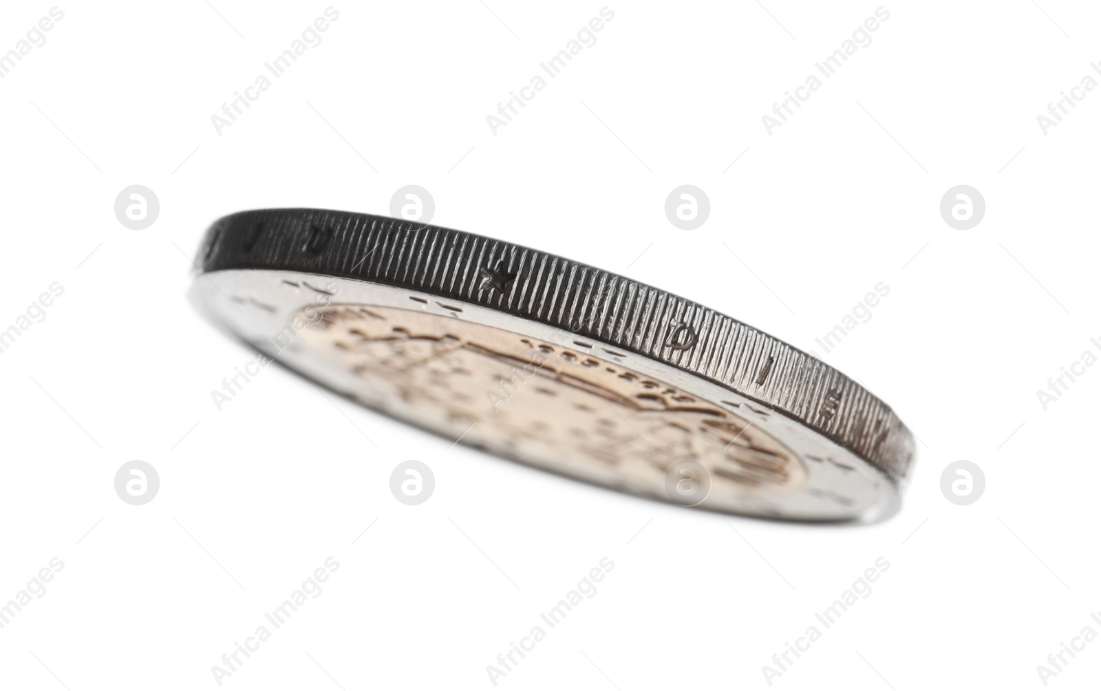 Photo of Latvian two euro coin isolated on white