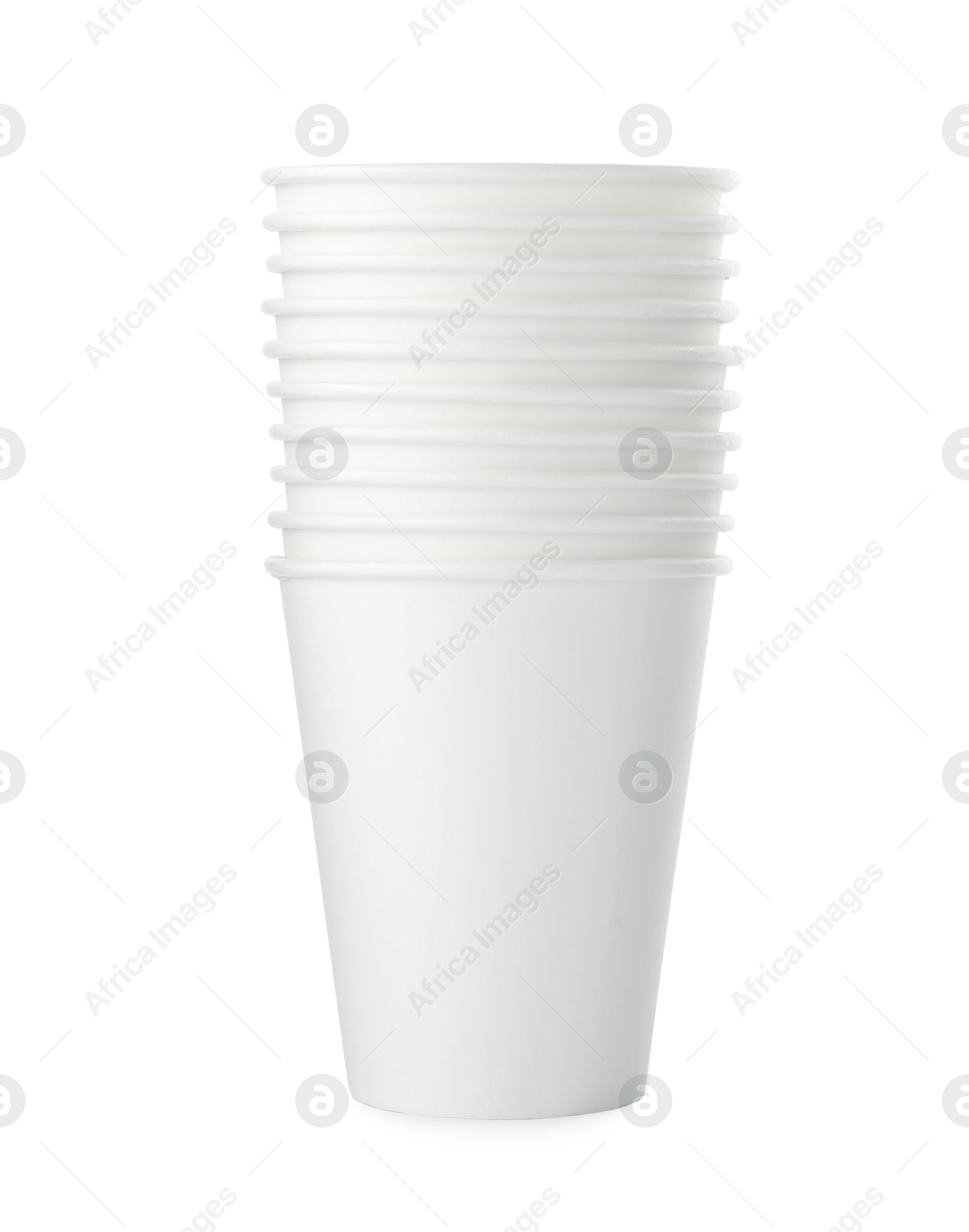Photo of Stack of disposable cups isolated on white