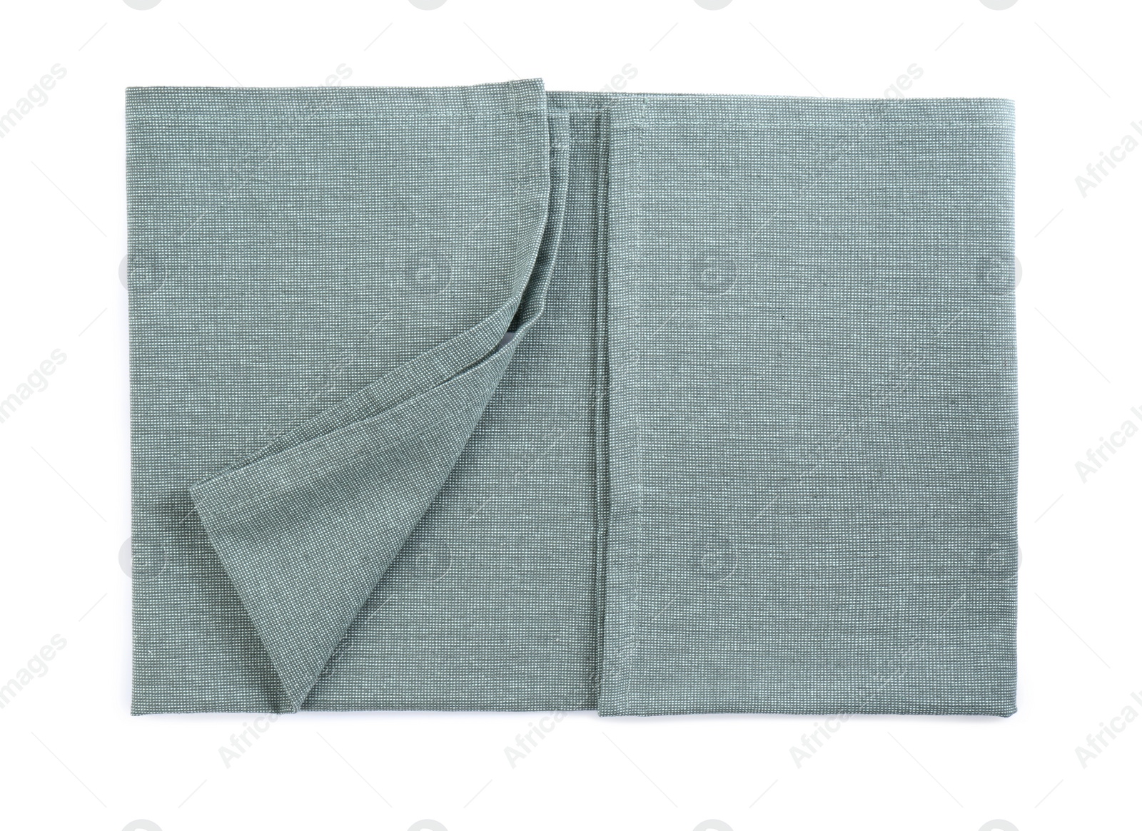 Photo of Light grey towel for kitchen isolated on white, top view