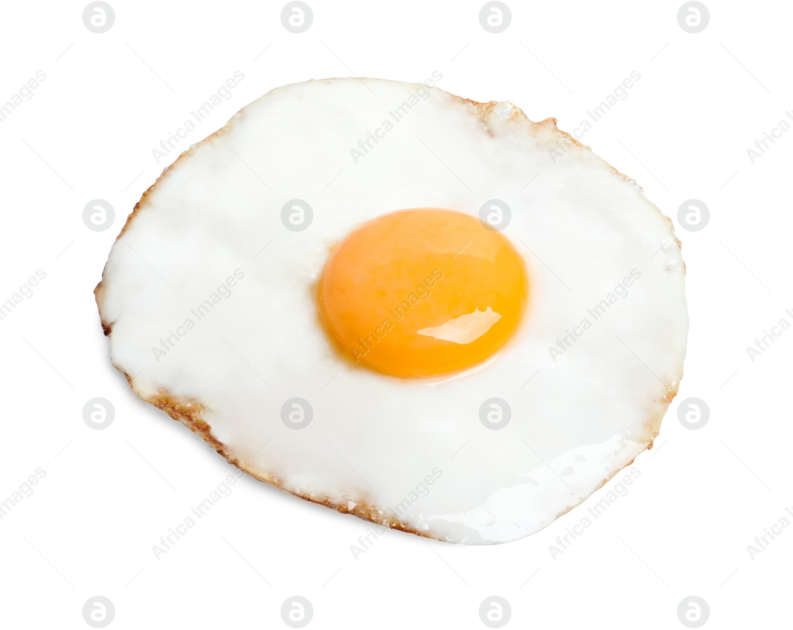 Photo of Delicious fried egg with yolk isolated on white