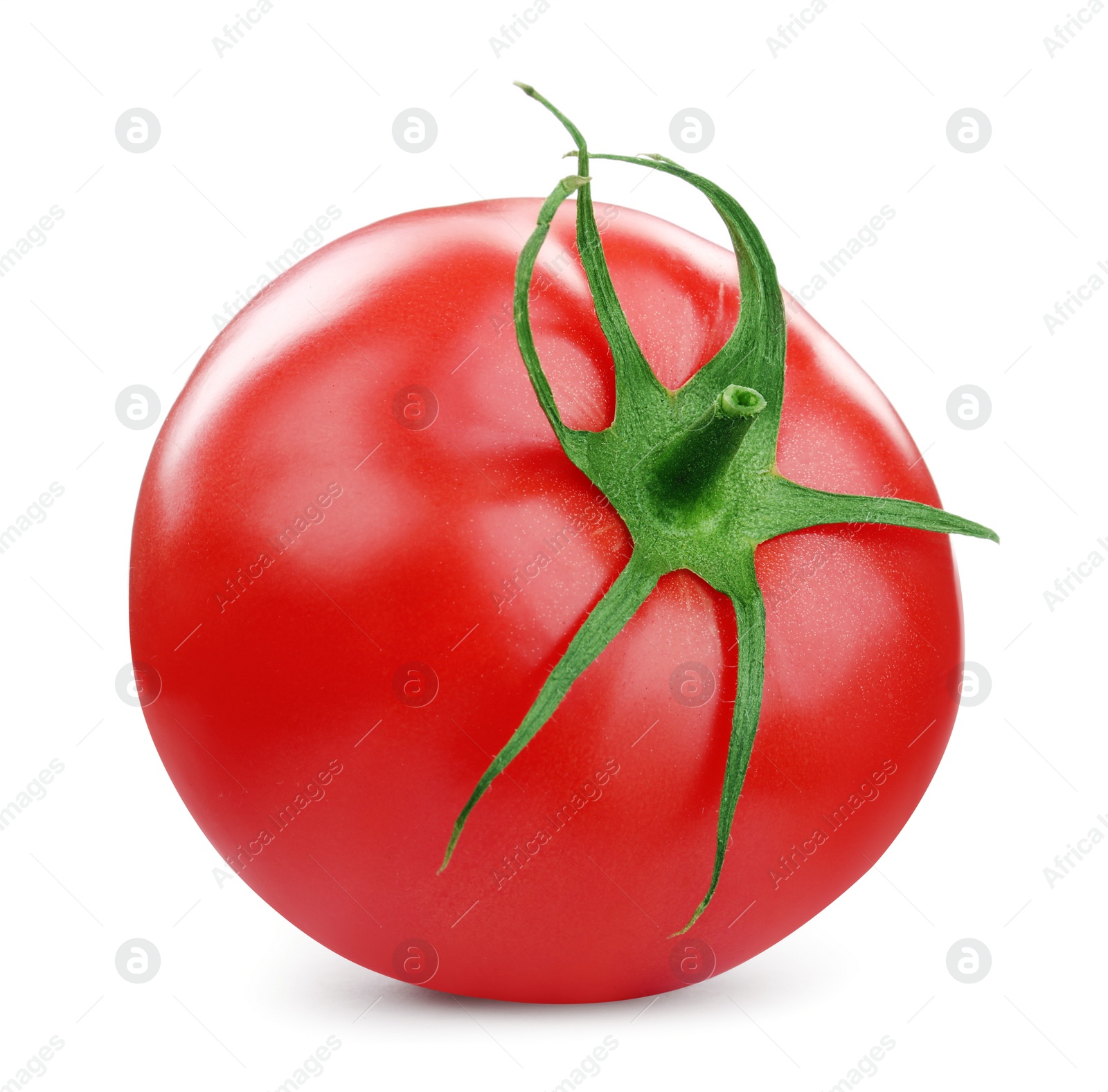 Photo of One red ripe tomato isolated on white