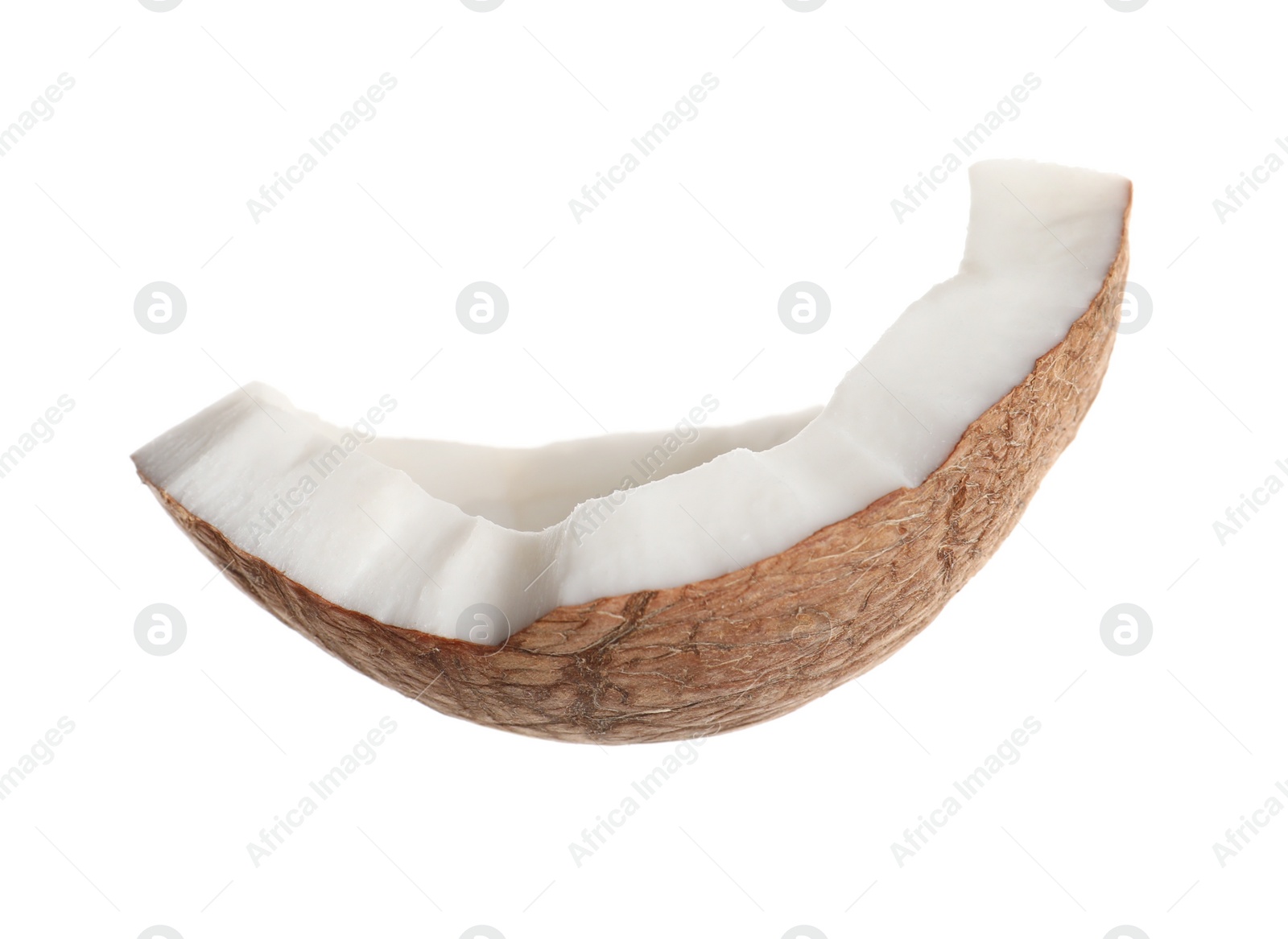 Photo of Piece of ripe coconut isolated on white