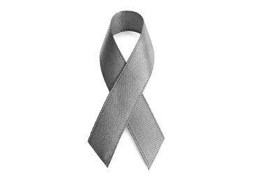 Image of Grey ribbon isolated on white. World Cancer Day