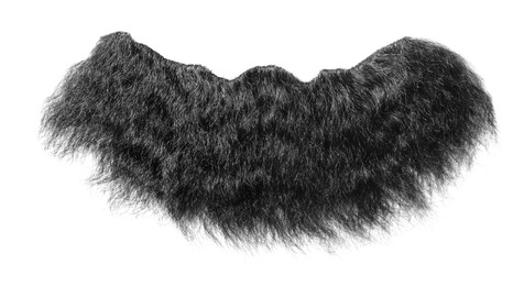 Stylish artificial black beard isolated on white