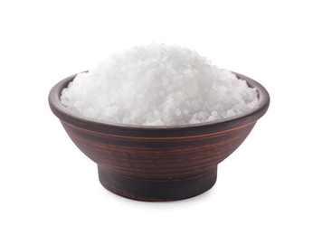 Natural salt in bowl isolated on white