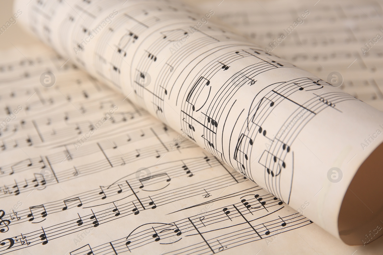 Photo of Closeup view of sheets with music notes