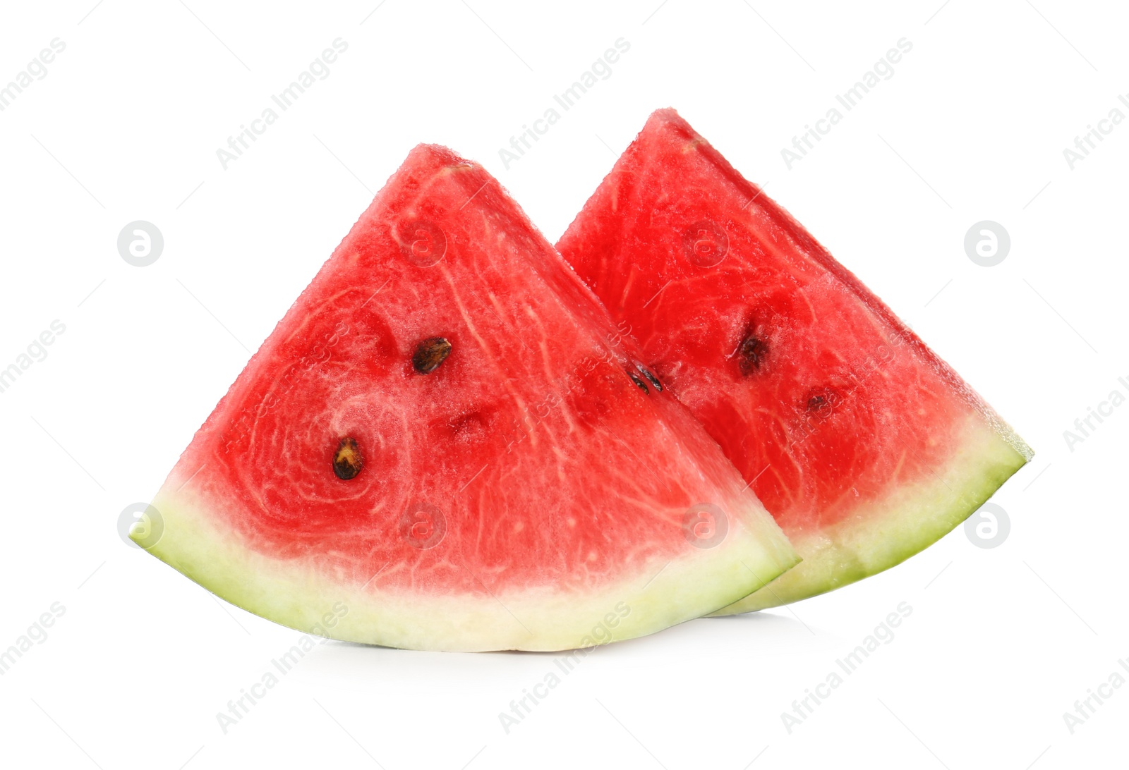 Photo of Slices of delicious ripe watermelon isolated on white