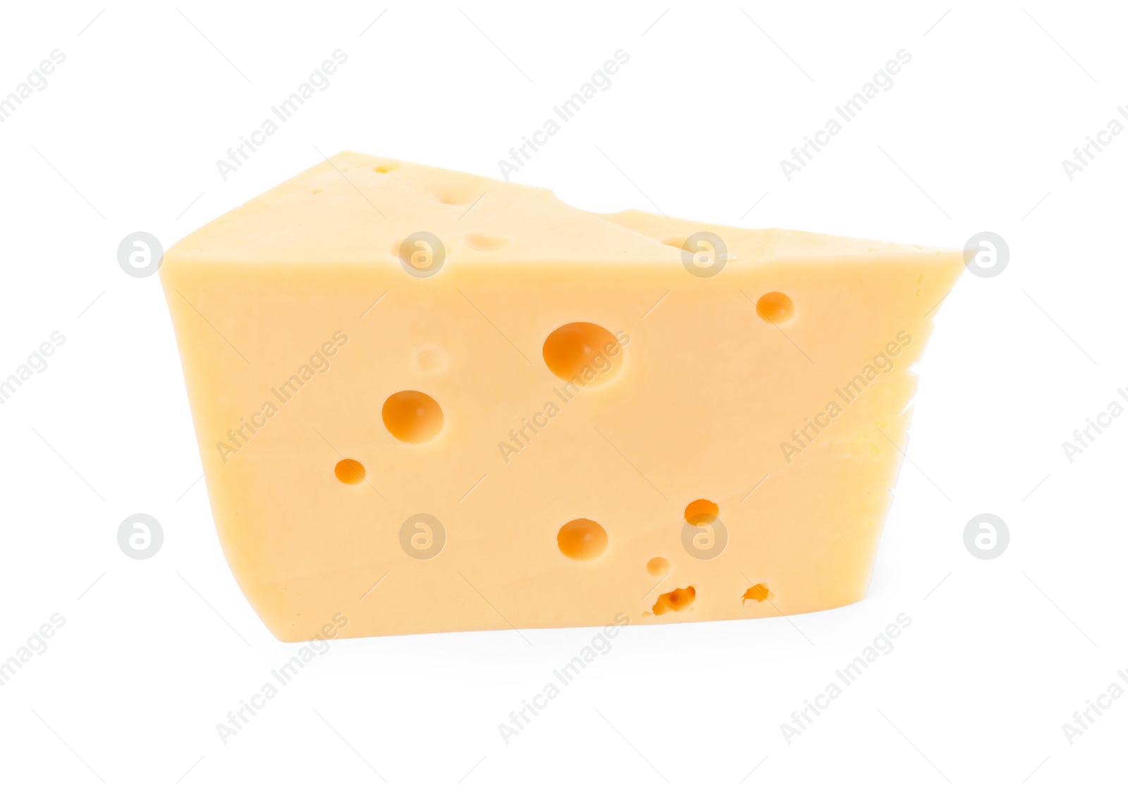 Photo of Piece of delicious cheese isolated on white