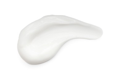 Photo of Sample of face cream isolated on white, top view