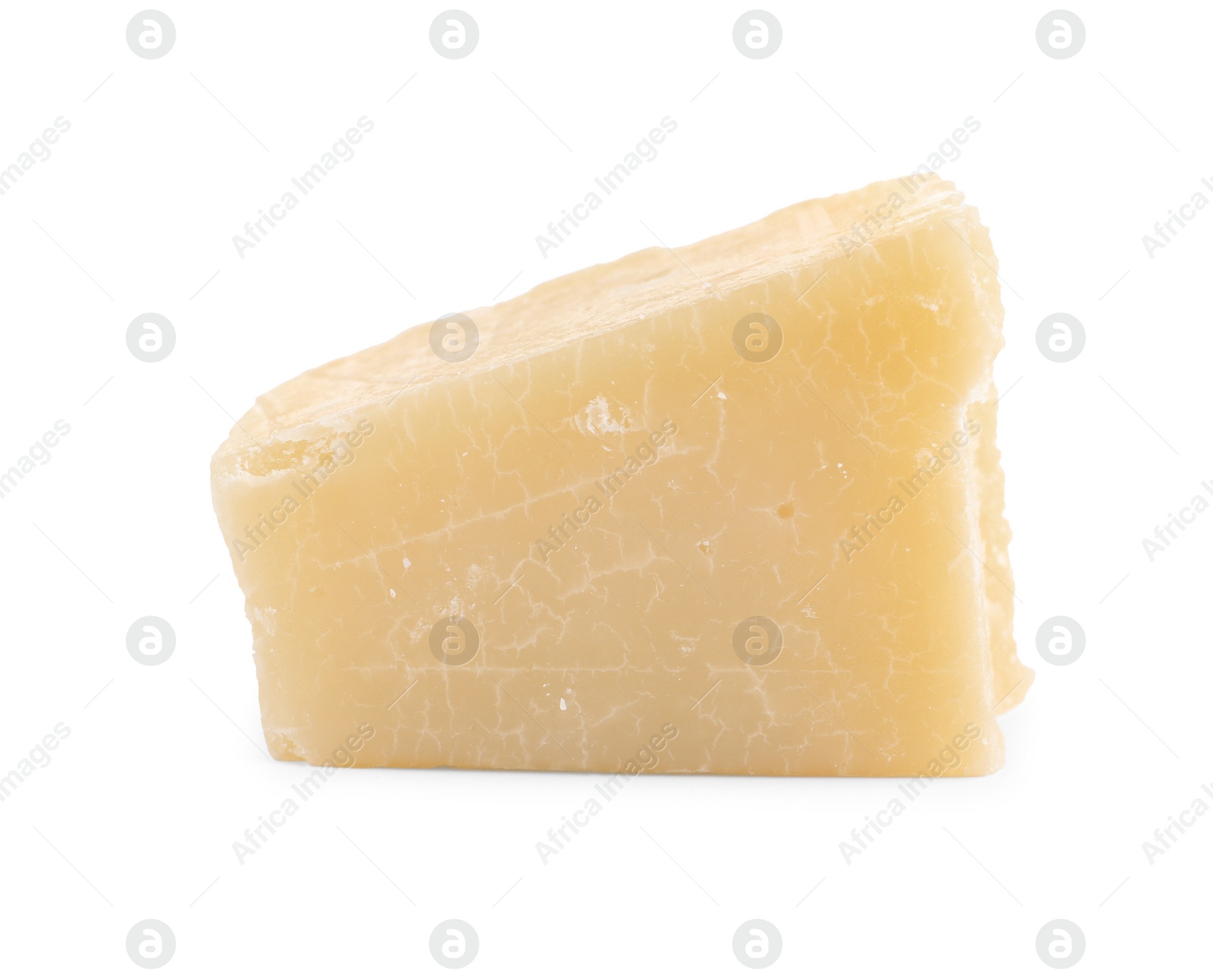 Photo of Piece of delicious parmesan cheese isolated on white