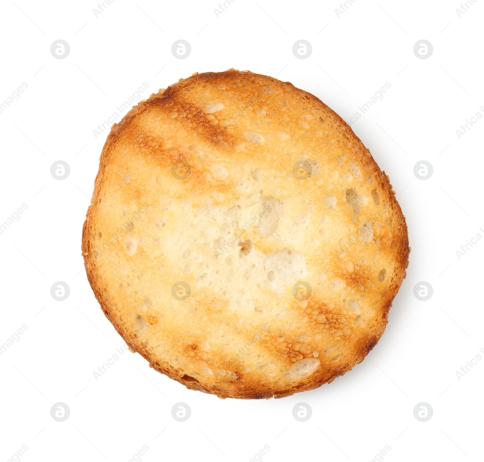 Photo of Half of grilled burger bun isolated on white, top view