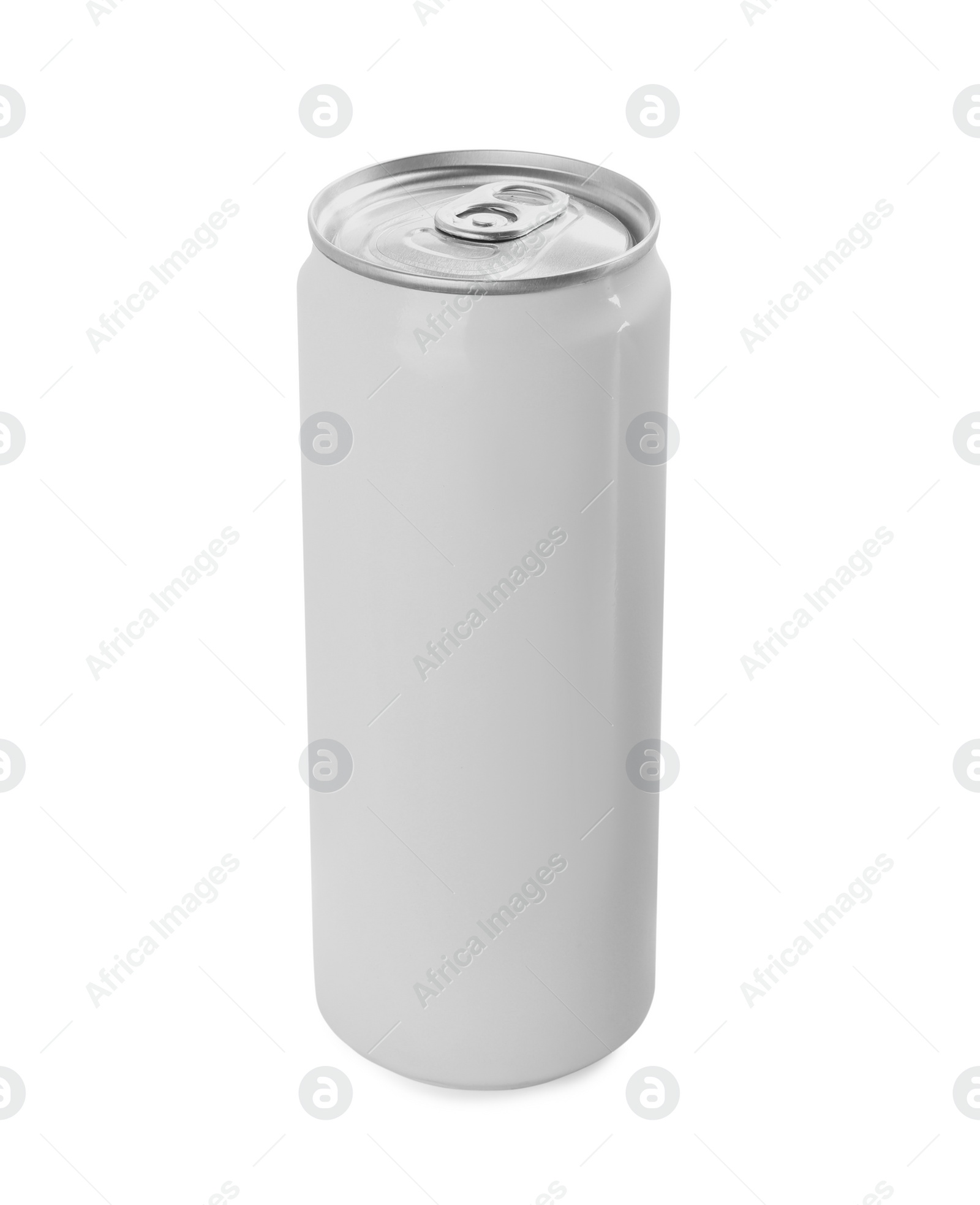 Photo of Can of energy drink isolated on white. Mockup for design