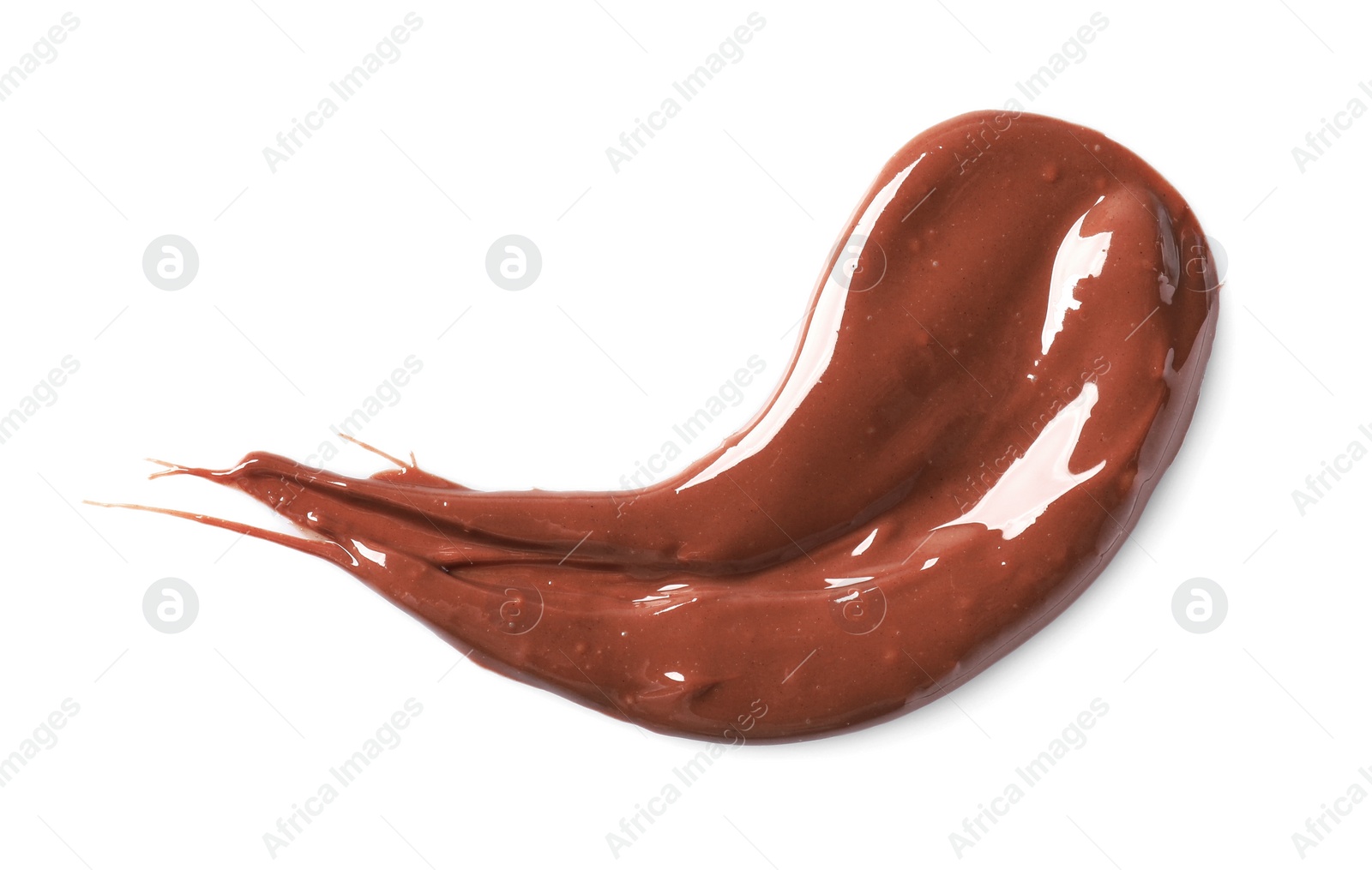 Photo of Smear of tasty milk chocolate paste isolated on white, top view