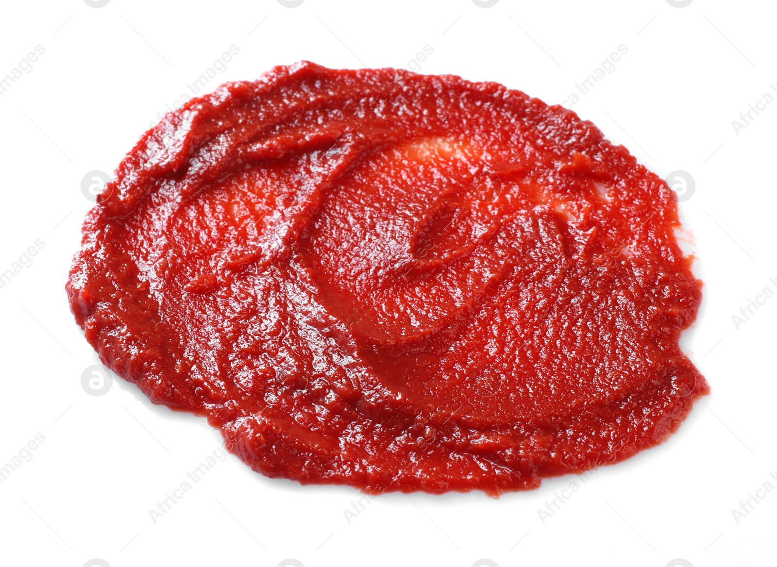 Photo of Tasty fresh tomato paste isolated on white
