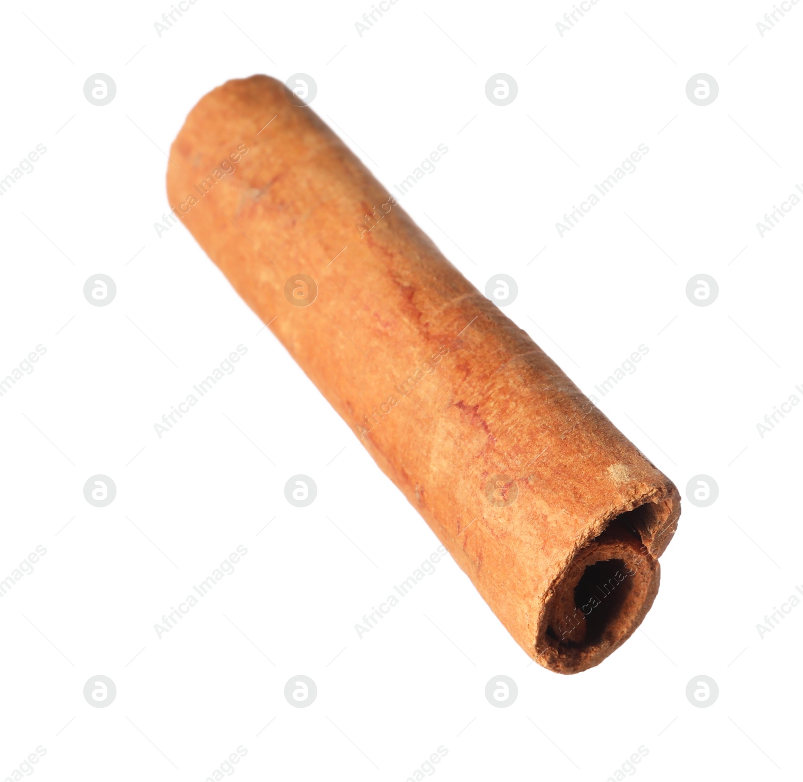 Photo of One aromatic cinnamon stick isolated on white