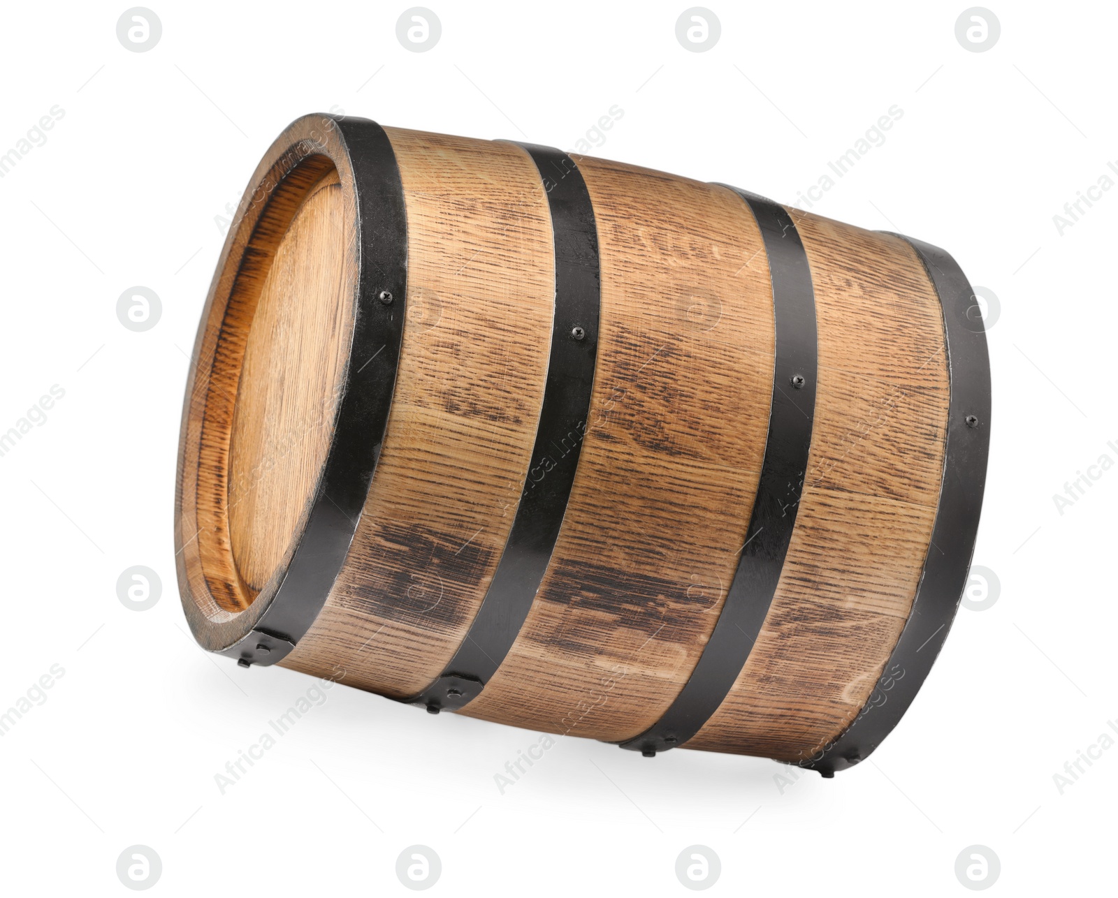 Photo of One traditional wooden barrel isolated on white