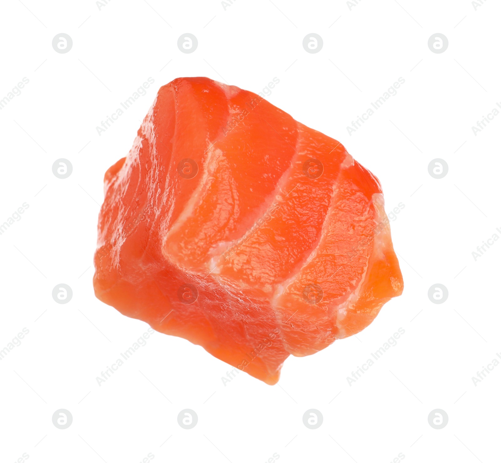 Photo of Piece of fresh raw salmon isolated on white. Fish delicacy