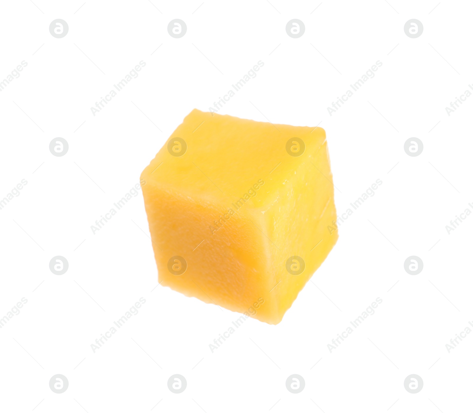 Photo of Fresh juicy mango cube on white background