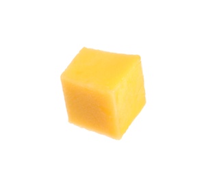 Photo of Fresh juicy mango cube on white background