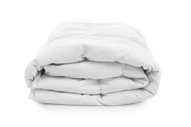 Photo of New soft folded blanket isolated on white