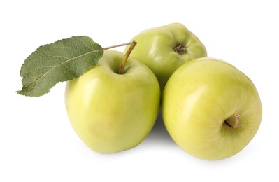 Fresh ripe green apples isolated on white