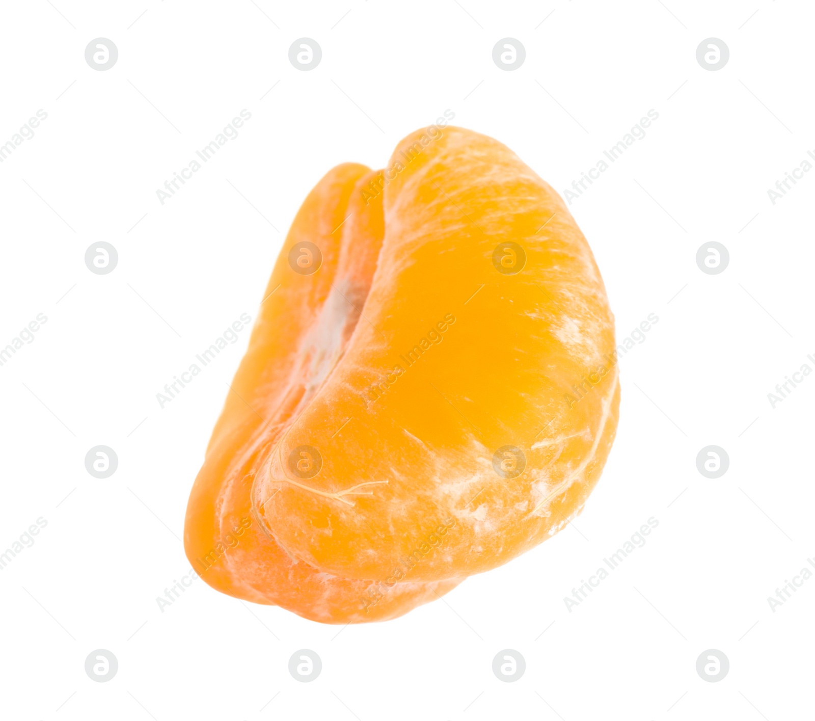 Photo of Peeled fresh juicy tangerine isolated on white