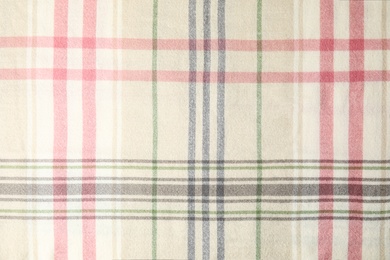 Photo of Soft checkered plaid as background, top view