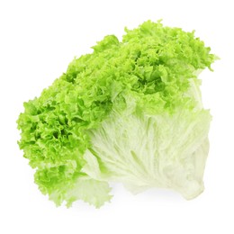 Photo of Fresh green lettuce isolated on white, top view