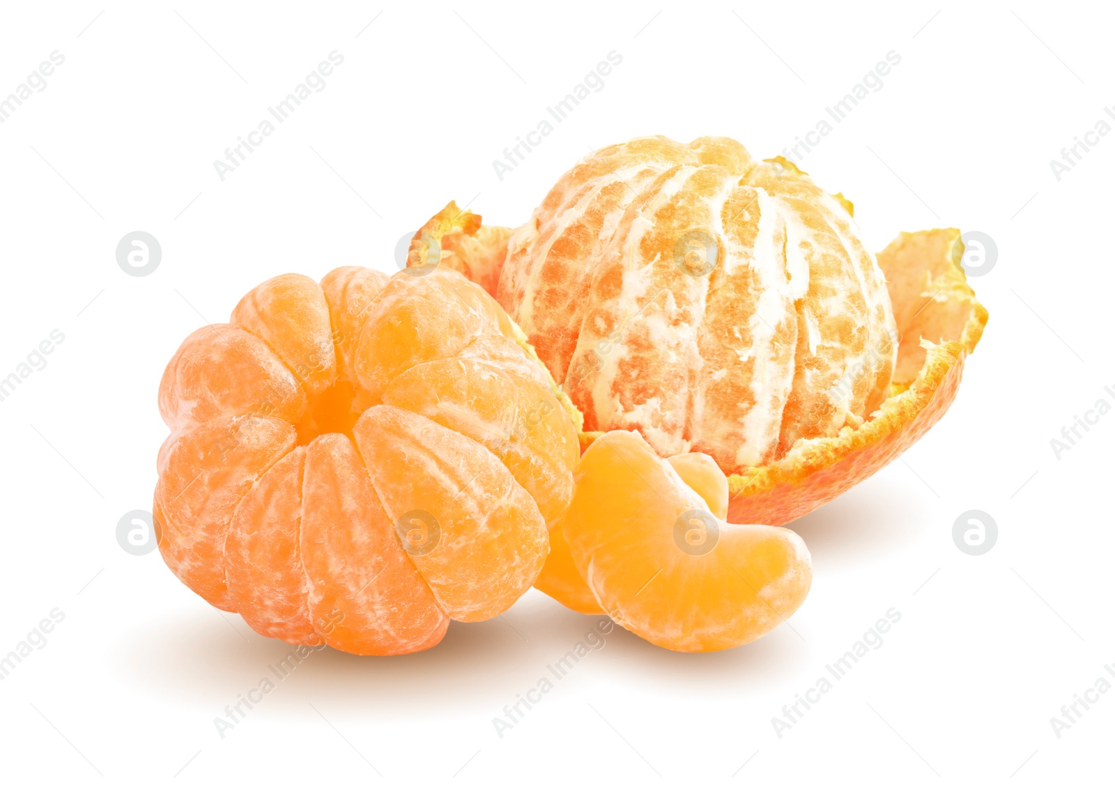 Image of Tasty fresh ripe tangerines on white background