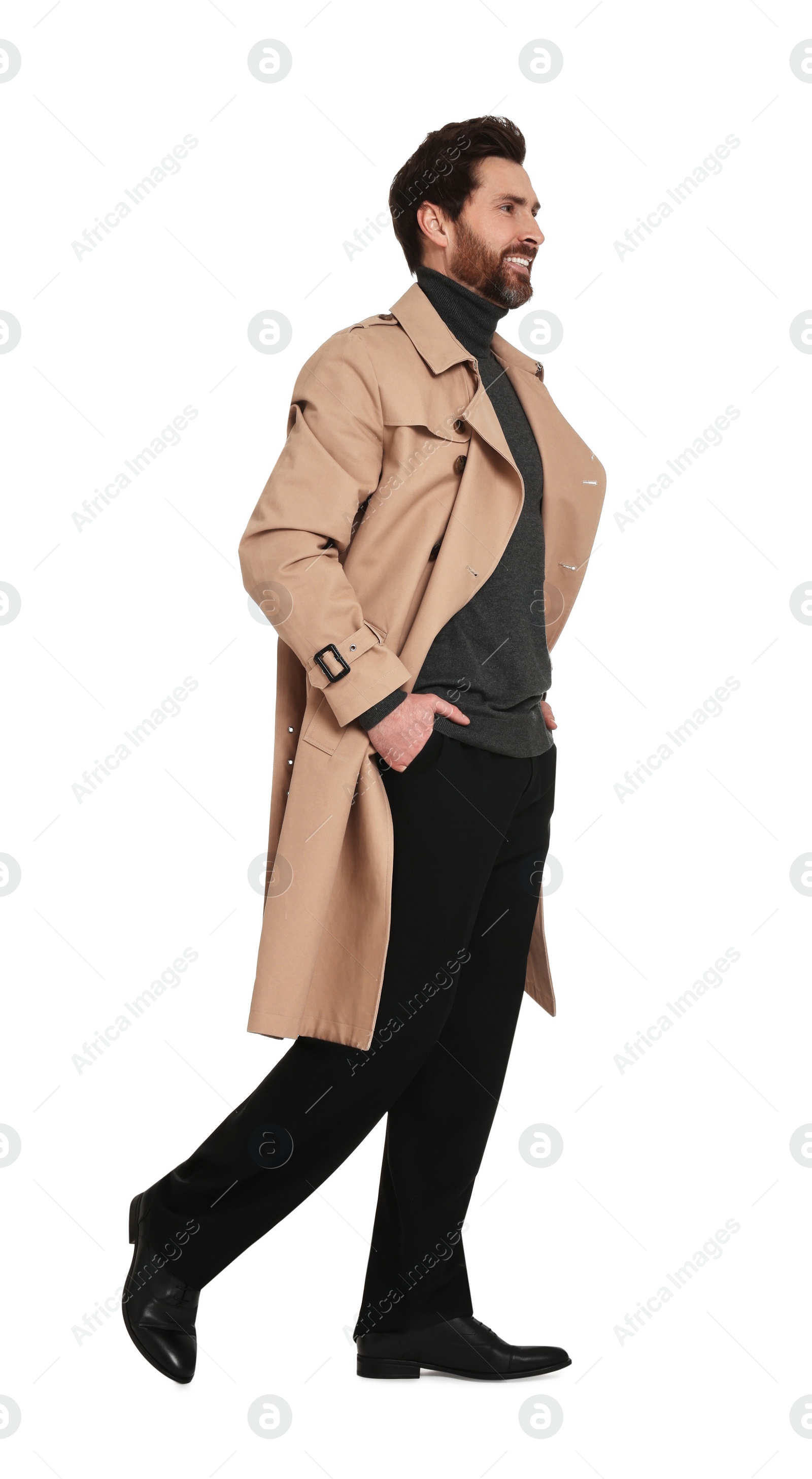 Photo of Full length portrait of handsome man on white background