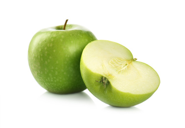 Photo of Fresh juicy green apples isolated on white