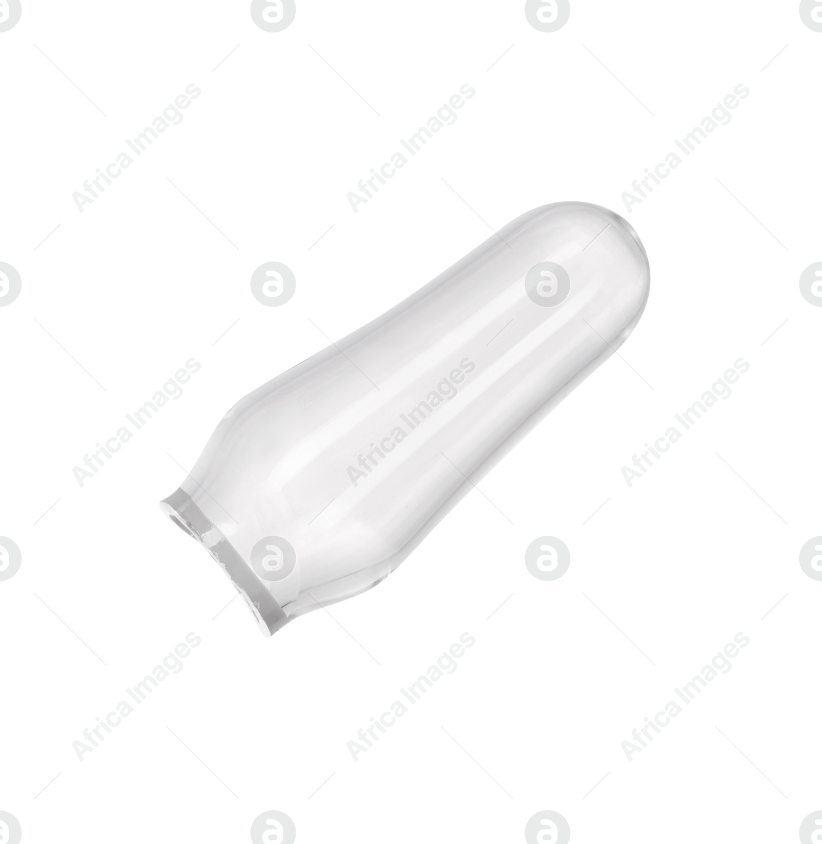 Photo of Conical tip of open glass ampoule isolated on white