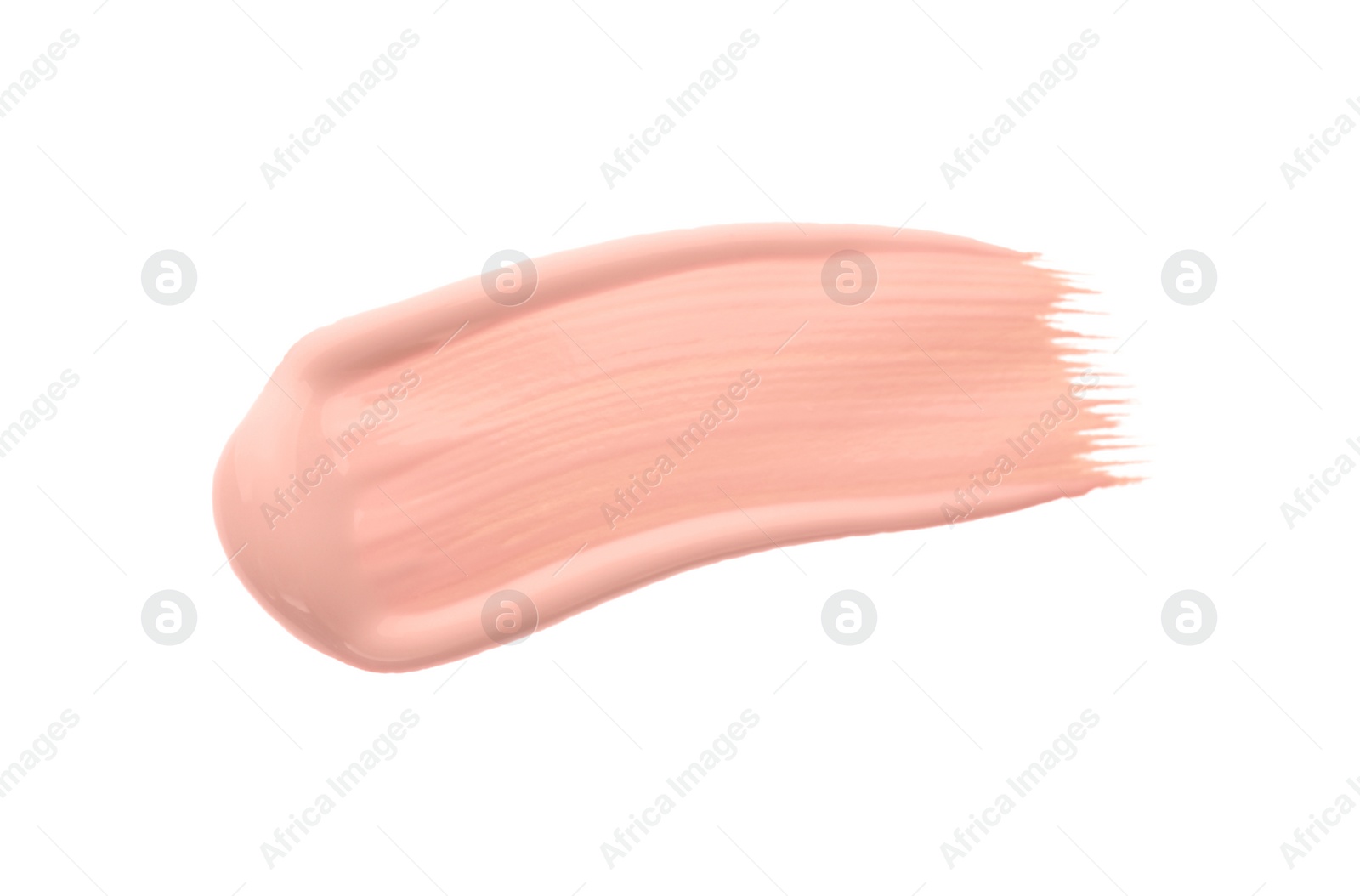 Photo of Sample of pink concealer on white background, top view