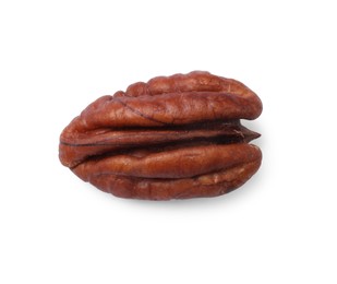 One tasty pecan nut isolated on white, top view