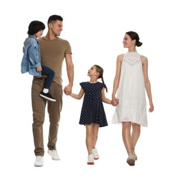 Photo of Children with their parents on white background