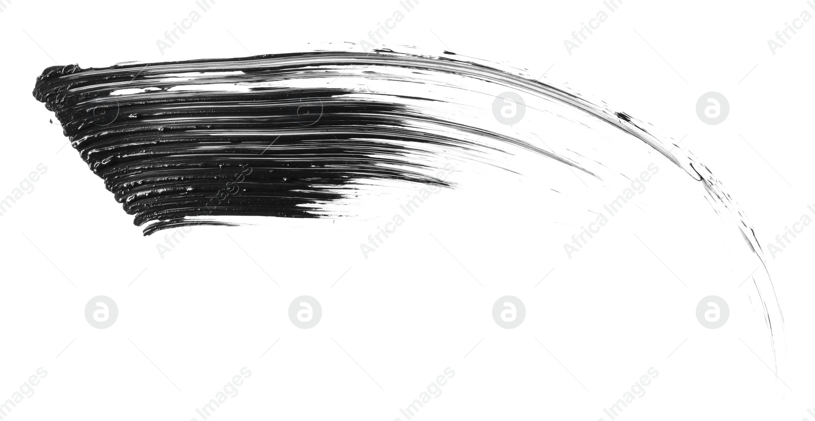 Photo of Smear of black mascara isolated on white, top view